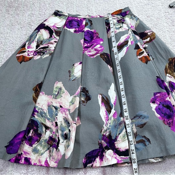Trina Turk Full Midi Skirt Moody Floral Size 4 Fall Autumn Cocktail Party - Picture 9 of 14